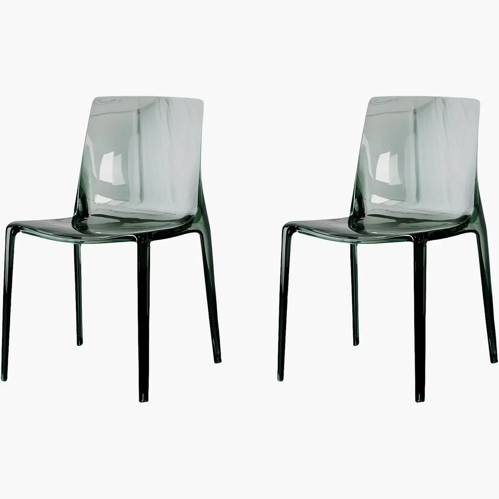 Chaise de salle à manger sans accoudoirs à dossier bas en acrylique ambré