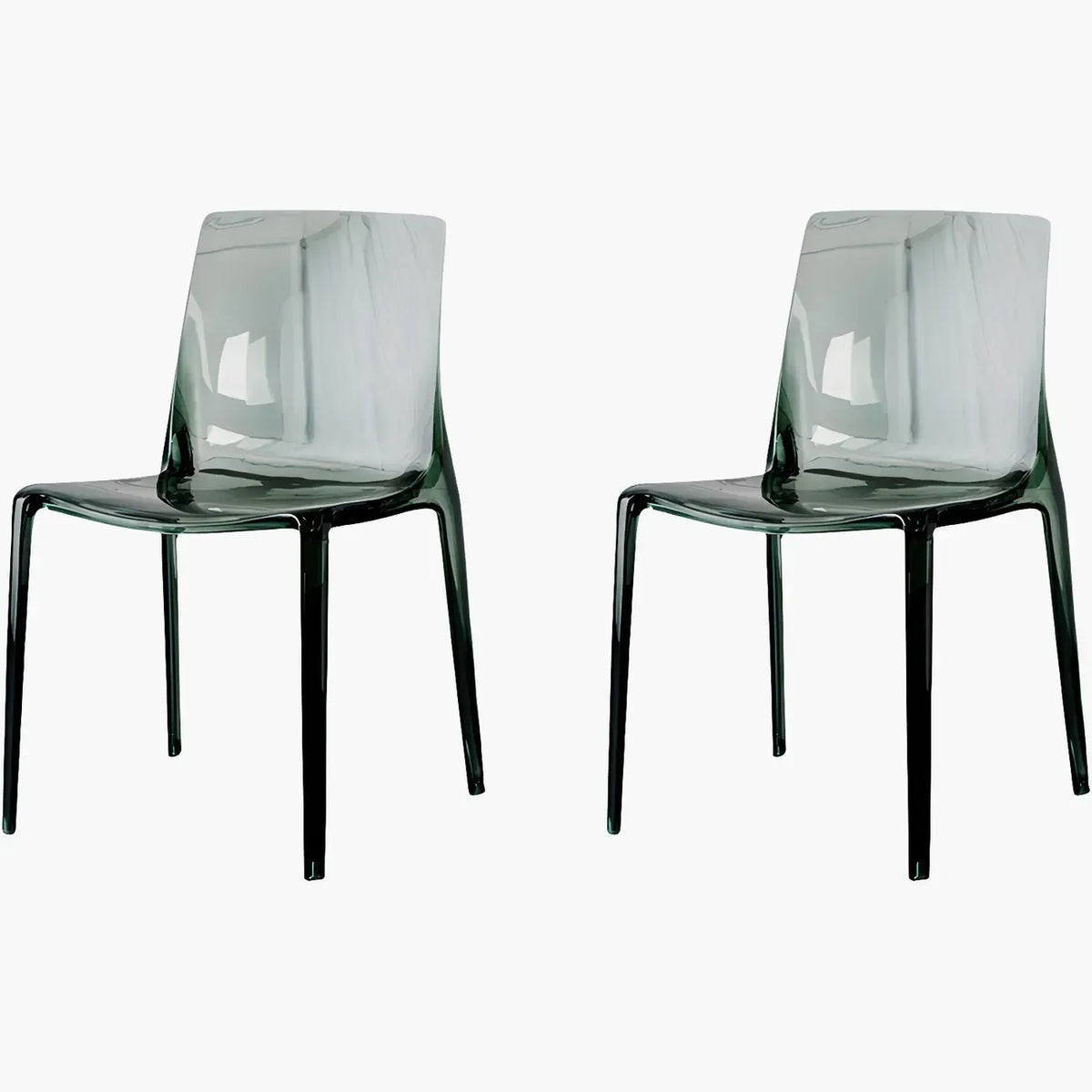 Chaise de salle à manger sans accoudoirs à dossier bas en acrylique ambré