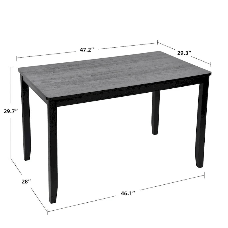 Ensemble de salle à manger 5 pièces en bois massif, table de 47 L (1 table + 4 chaises à dossier à barreaux)