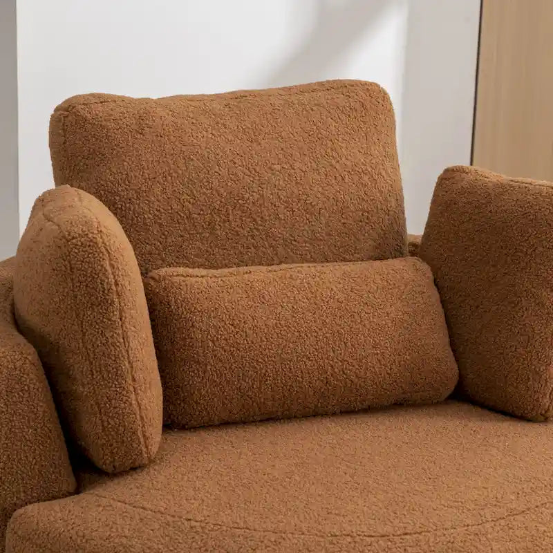Fauteuil d’appoint pivotant rembourré de 42,3W avec 4 coussins et pouf de rangement demi-lune