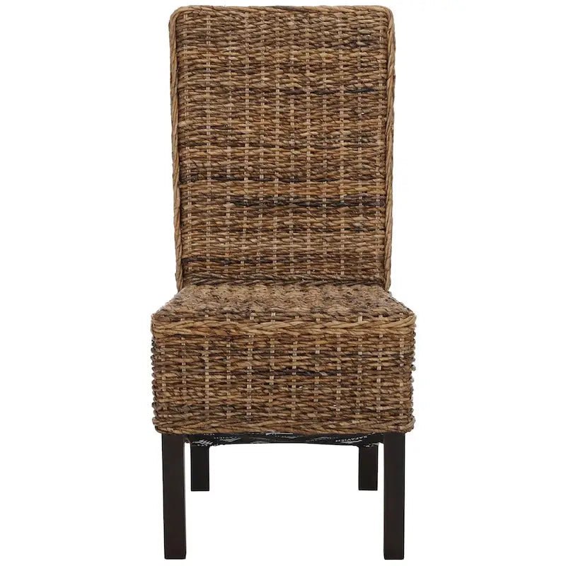 Set van 2 natuurlijke rieten eetkamerstoelen, 19B x 22D x 41H, boho-kuststijl