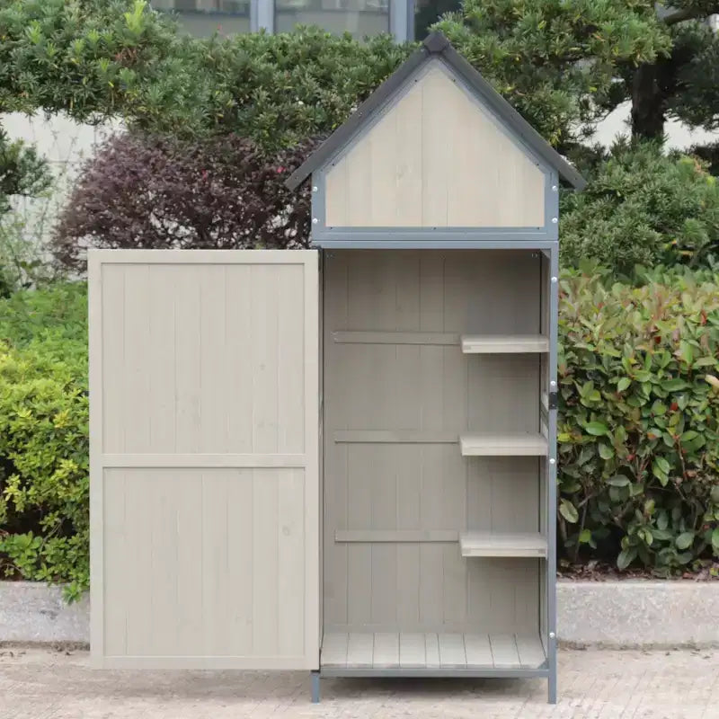 Buitenberging met vloer, 68 inch hoge tuinschuur voor tuingereedschap met verstelbare planken