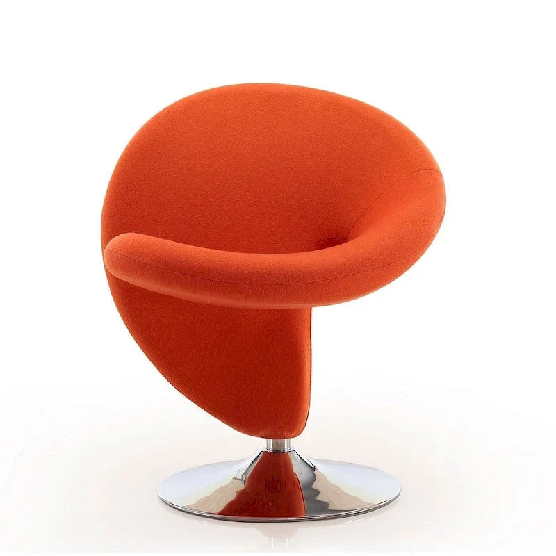 Manhattan Comfort Curl draaibare accentstoel van chroom en wolmix (set van 2)