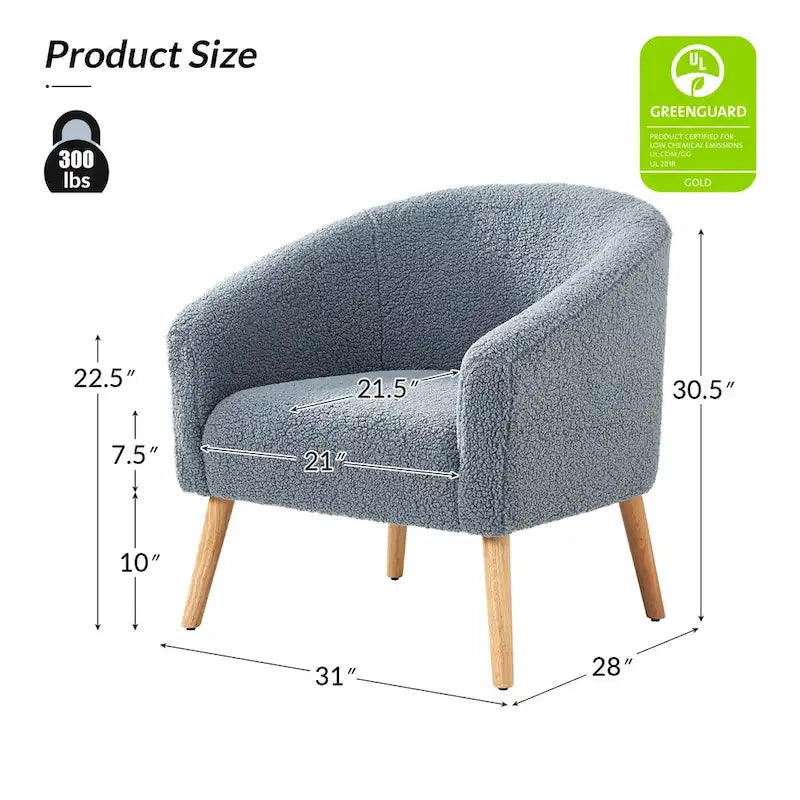 Sheila moderne fauteuil van 30 W met bouclébekleding en poten van massief hout, set van 2, van HULALA HOME