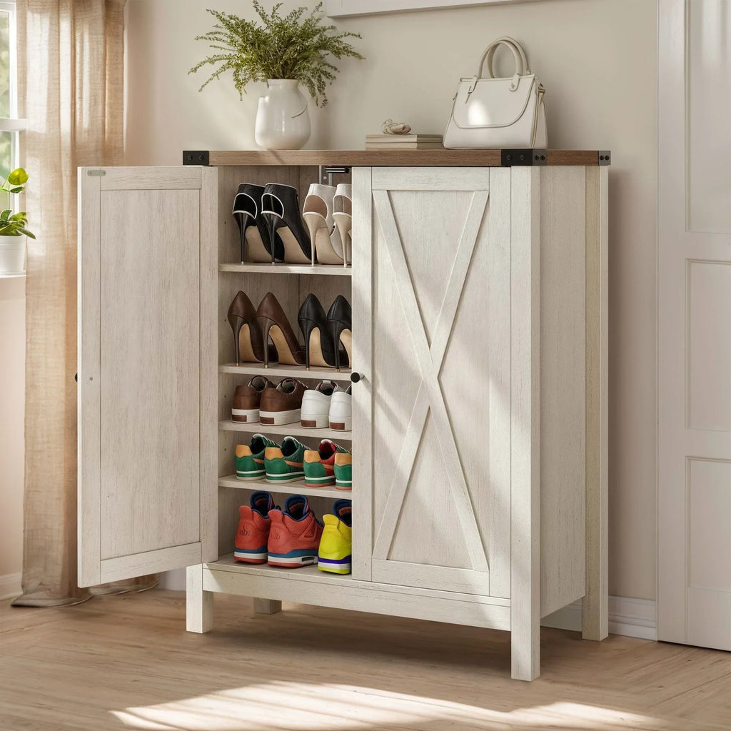 Meuble à chaussures Moasis à 5 niveaux pour 20 paires avec doubles portes, pour l’entrée