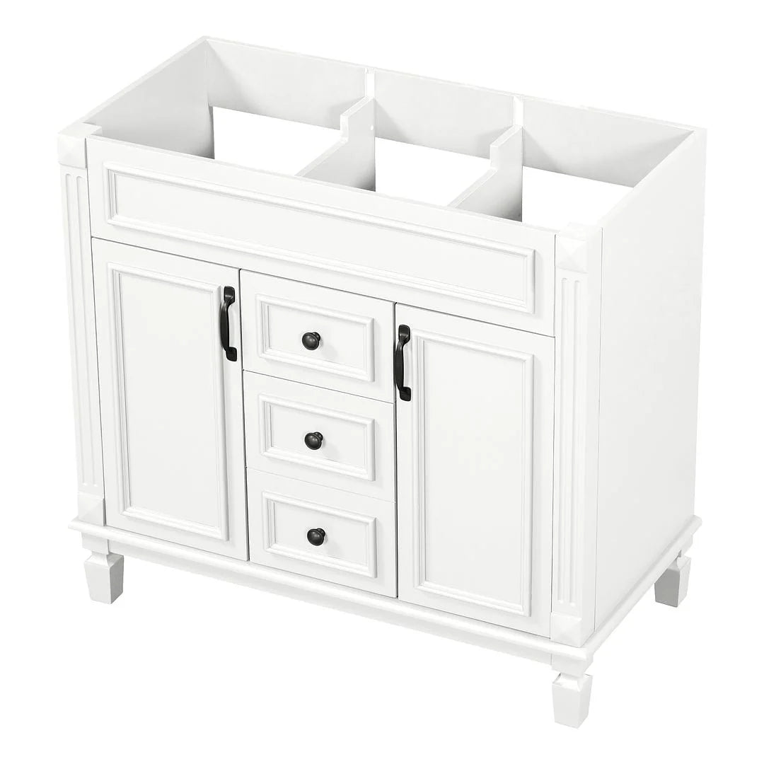 36'' Modern Bathroom Vanity with Top Sink and Mirror Cabinet,2 Doors and 2 Drawers