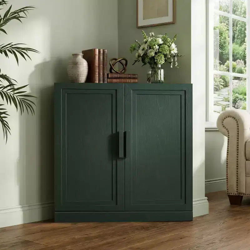 Dovelina hoekkast met verstelbare planken, dressoir, buffetkast, wijnkast en keuken- en eetkamerkast met houten deuren – 31H x 31W, 36H x 31W