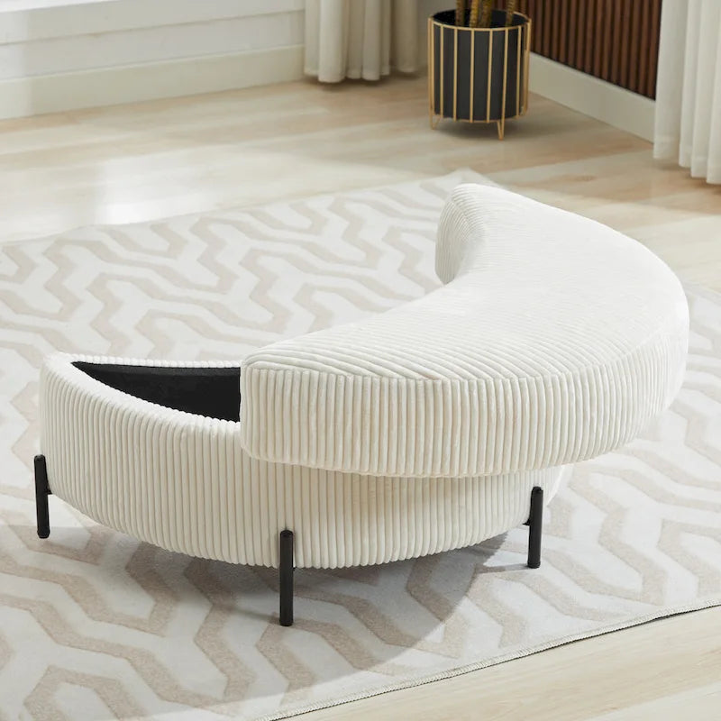 Fauteuil d’appoint pivotant rembourré de 42,3W avec 4 coussins et pouf de rangement demi-lune