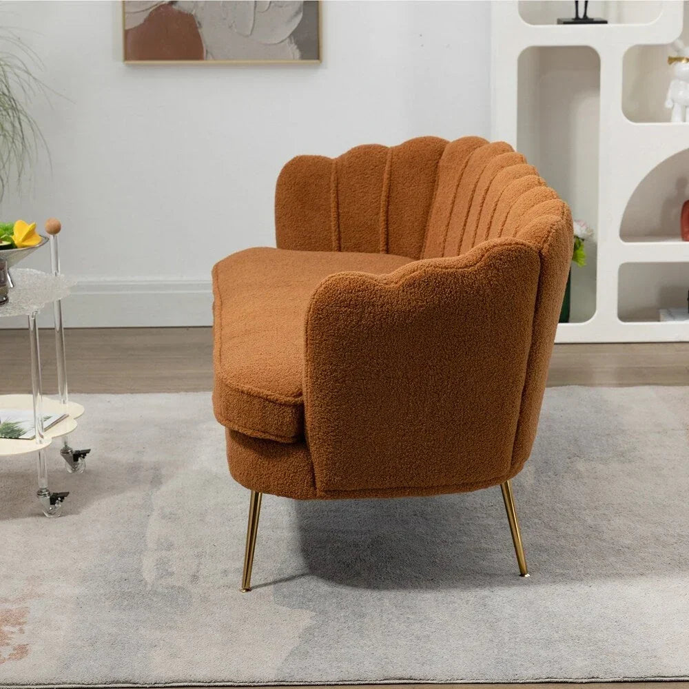 Kleines Mini-Sofa für zwei Personen mit goldenem Metallbein – 2 Sitzplätze
