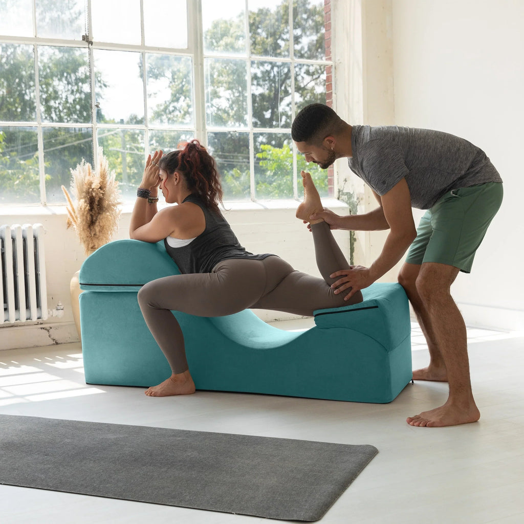 Avana Kami converteerbare chaise longue / yoga en massage - 2-in-1 hocker met verborgen uitklapbare yogastoel, microvelours - N/A