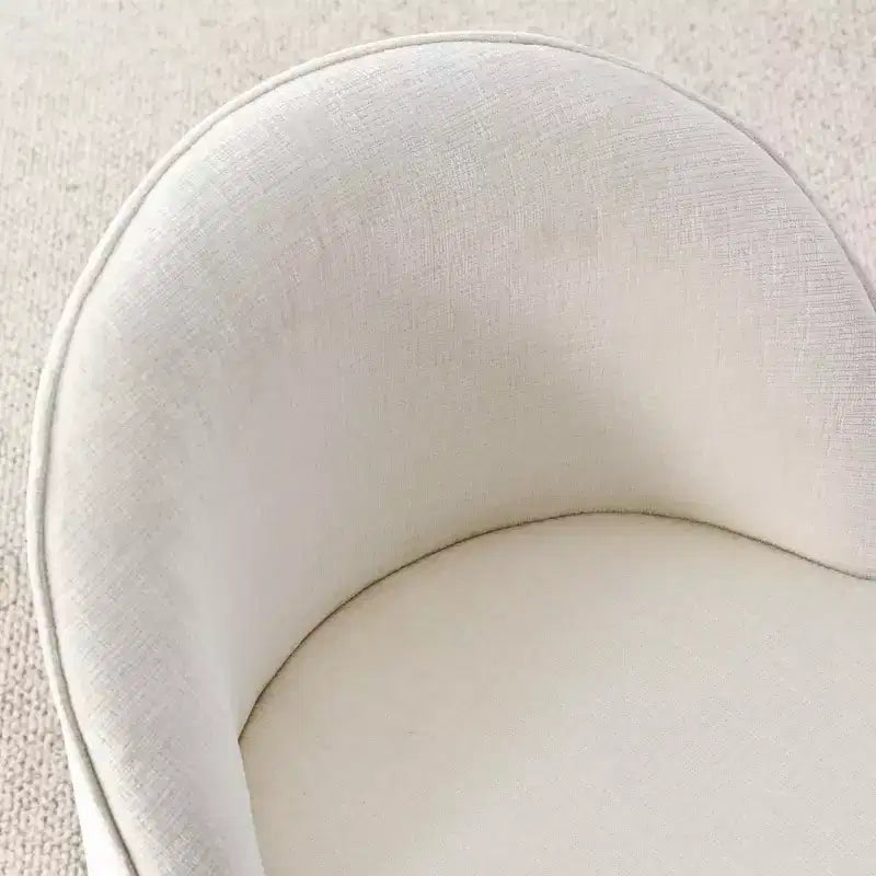 Modernes Esszimmer-Set für 6 Personen, runder Esstisch mit Säulenfuß, drehbare Fassstühle mit Rollen, Chenille-Strukturstoff – Panipeachy