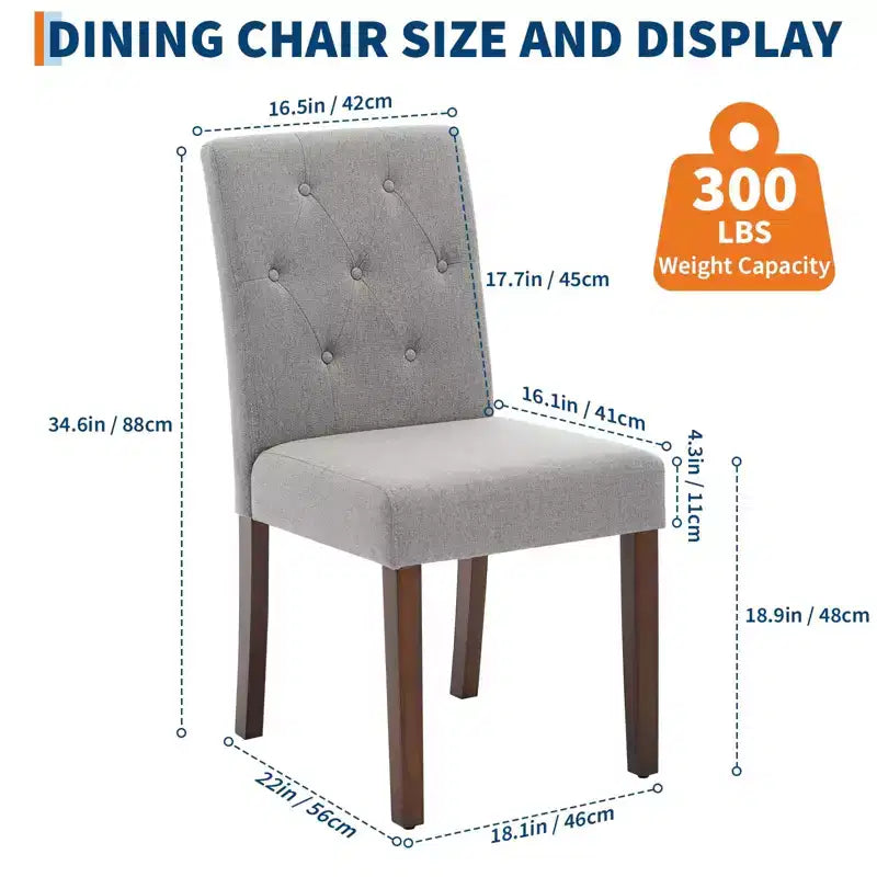 Ensemble de 6 / 4 chaises de salle à manger Parsons capitonnées à boutons – chaises de cuisine en tissu rembourré avec pieds en bois et assises rembourrées – mobilier de salon et de cuisine