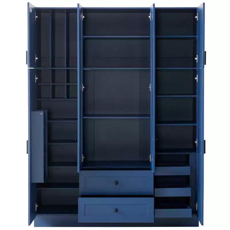 Garde-manger de cuisine autoportant Whisen de 180 cm de hauteur, grande armoire de rangement pour salle à manger avec 6 portes et étagères réglables