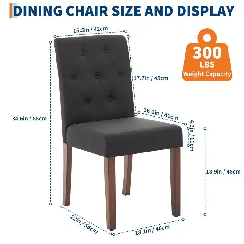 Ensemble de 6 / 4 chaises de salle à manger Parsons capitonnées à boutons – chaises de cuisine en tissu rembourré avec pieds en bois et assises rembourrées – mobilier de salon et de cuisine