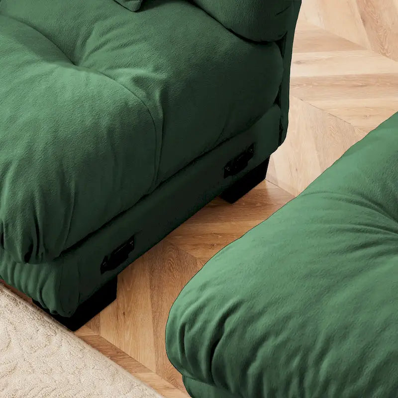 L-förmiges Zweisitzer-Sofa aus Chenille mit Lendenkissen