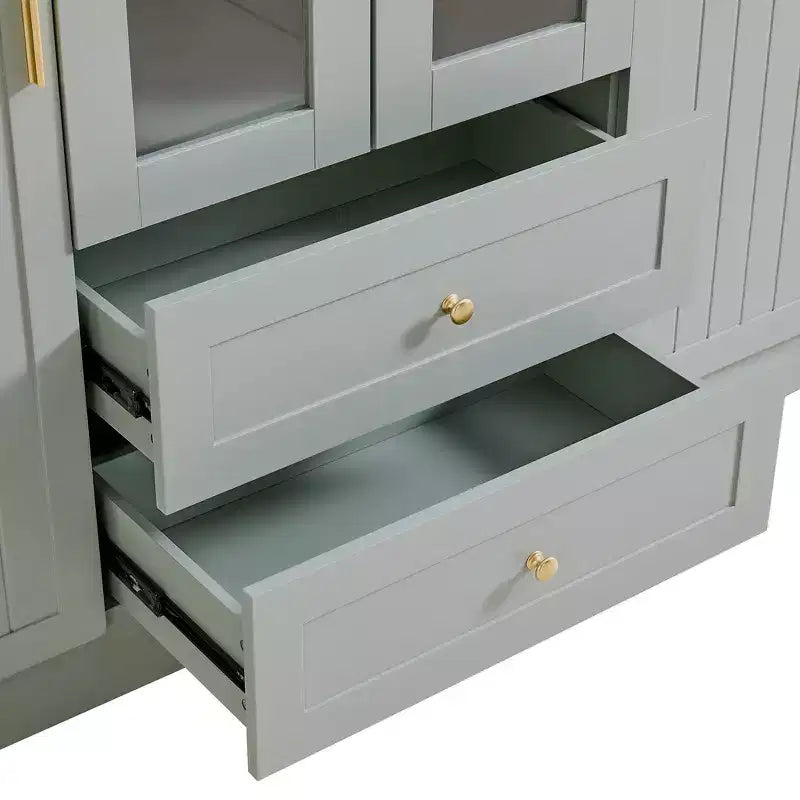 Garde-manger de cuisine autoportant Whisen de 180 cm de hauteur, grande armoire de rangement pour salle à manger avec 6 portes et étagères réglables
