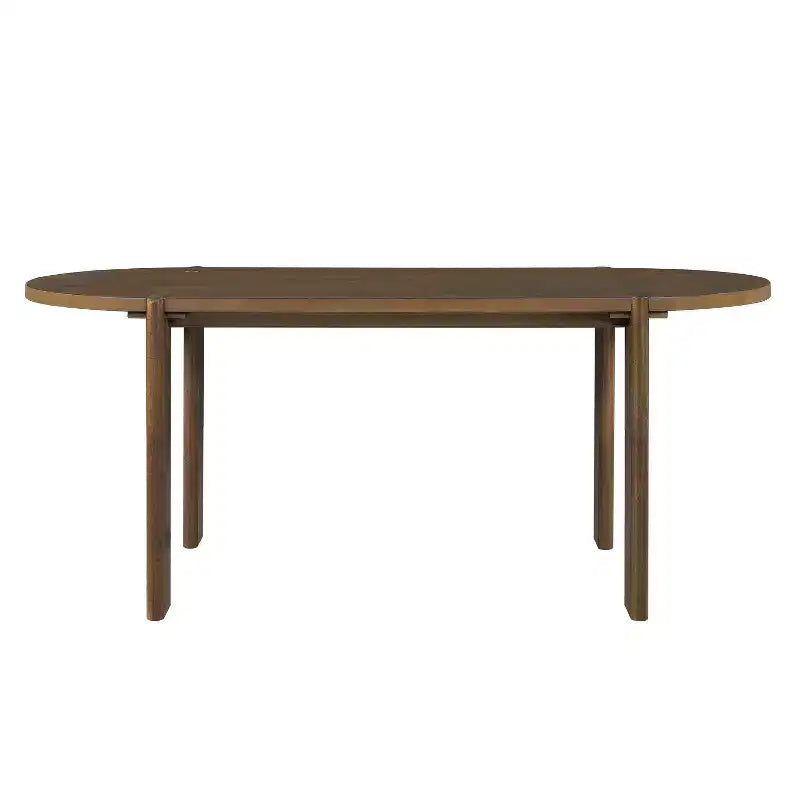 7-delige ovale eetkamertafelset voor 6 personen, grote familiekeukentafel van 71 inch met 6 gevoerde eetkamerstoelen, walnoot - Christopher Knight Home