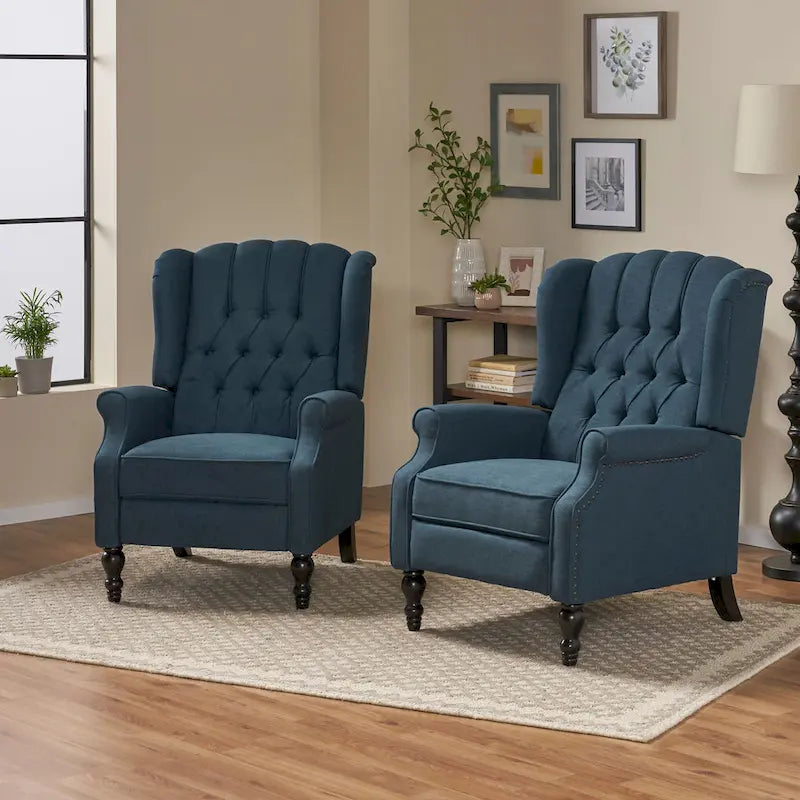 Fauteuils inclinables en tissu capitonné Walter (lot de 2) par Christopher Knight Home