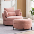 Fauteuil d’appoint pivotant rembourré de 42,3W avec 4 coussins et pouf de rangement demi-lune