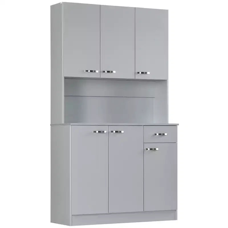 Meuble garde-manger de cuisine 71, meuble de rangement haut avec support pour micro-ondes, vaisselier de cuisine moderne, 3 étagères réglables pour le salon ou la salle à manger