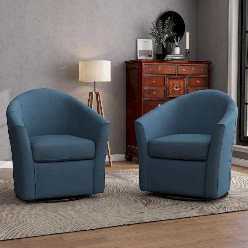 Set van 2 moderne gestoffeerde draaibare kuipstoelen voor de woonkamer