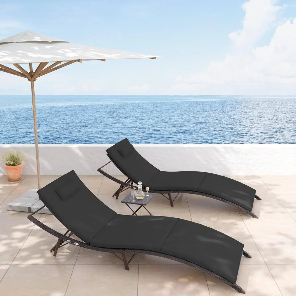 Ensemble de 3 chaises longues d’extérieur Kullavik