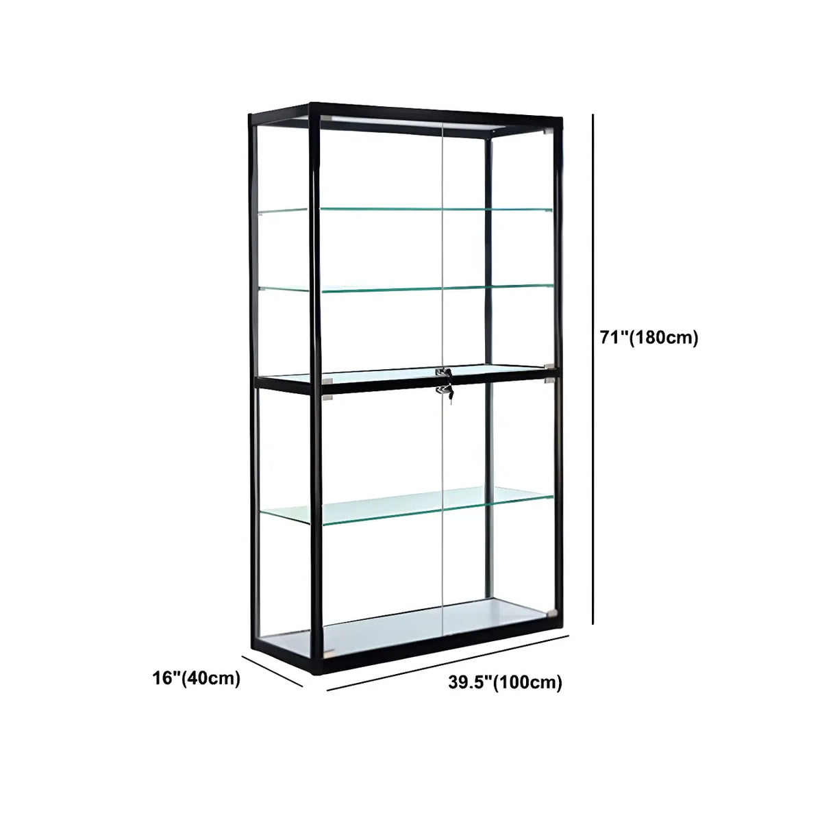 Moderine rechteckige Vitrine aus schwarzem Glas