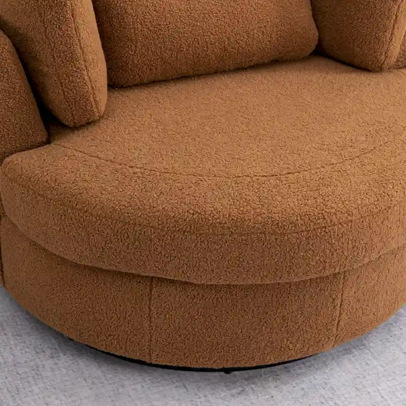 Fauteuil d’appoint pivotant rembourré de 42,3W avec 4 coussins et pouf de rangement demi-lune