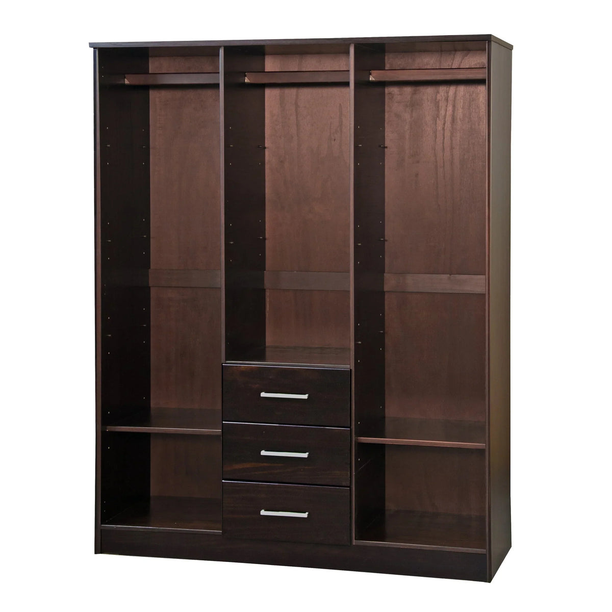 Palace Imports Cosmo kledingkast met 3 deuren, 100% massief hout, met deuren van massief hout of spiegelglas