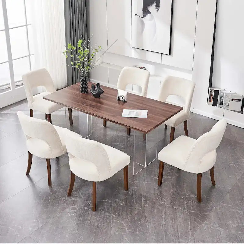Set di 4 sedie da pranzo rivestite in tessuto