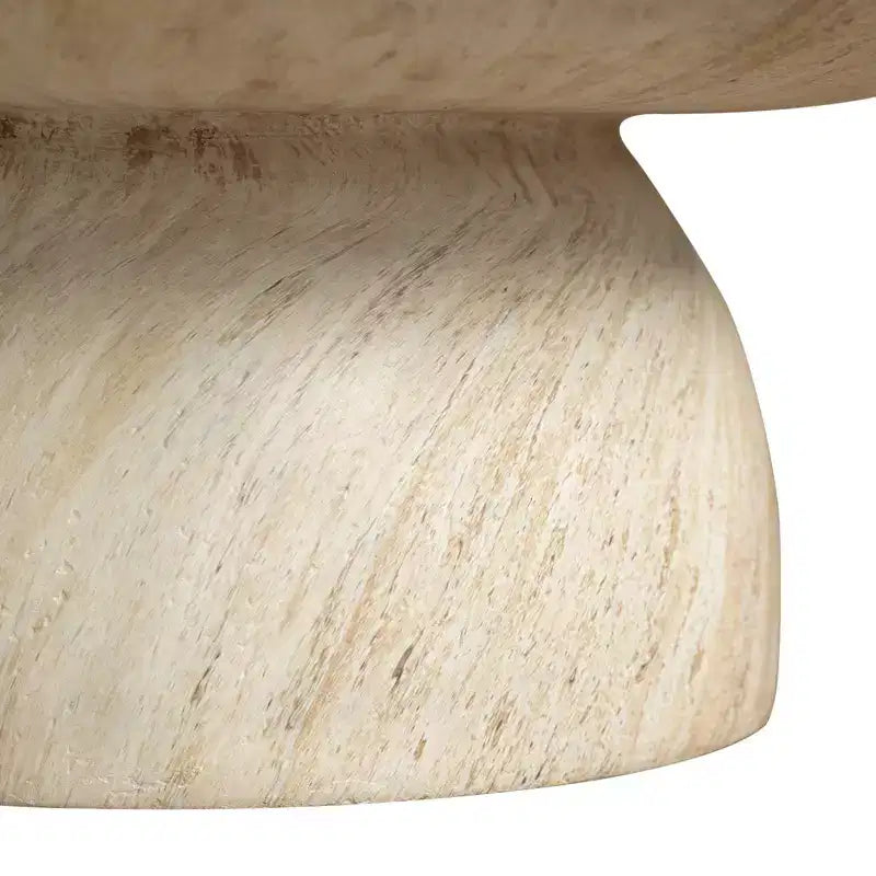 Mesa de centro redonda con pedestal de piedra de fibra, mesa decorativa esculpida para interiores y exteriores con almohadillas antideslizantes