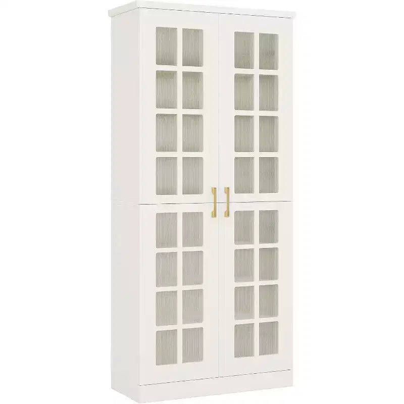 Lantine hoge schoenenkast met deuren, schoenenopbergruimte met 8 niveaus en verstelbare planken, moderne schoenenkast voor hal, garderobe of woonkamer, wit