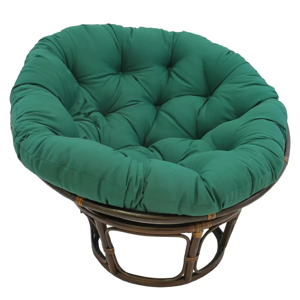 Bali Rattan-Papasan-Sessel mit 42-Zoll-Durchmesser und Köperstoffkissen