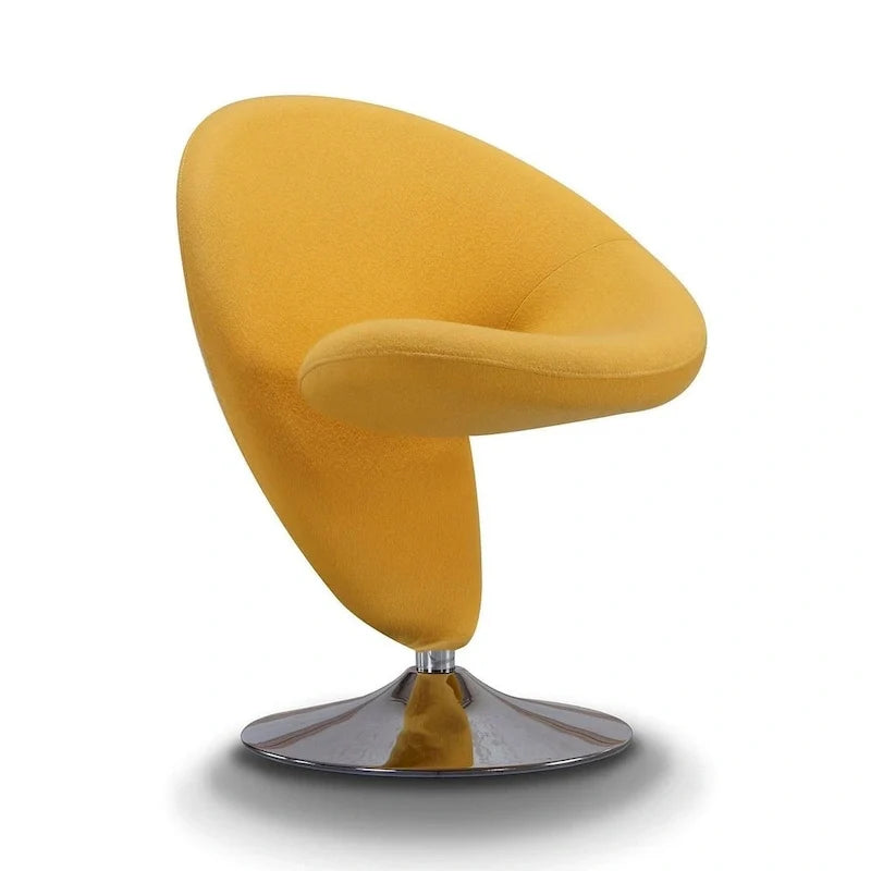 Manhattan Comfort Curl draaibare accentstoel van chroom en wolmix (set van 2)