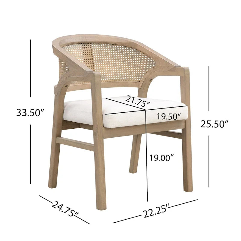 Christopher Knight Home - Eetkamerstoel met rieten bekleding (set van 2)