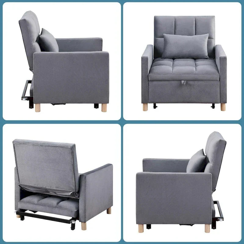 Aukfa Sleeper Chair Bed Convertible Single Sofa Chair with Pillow