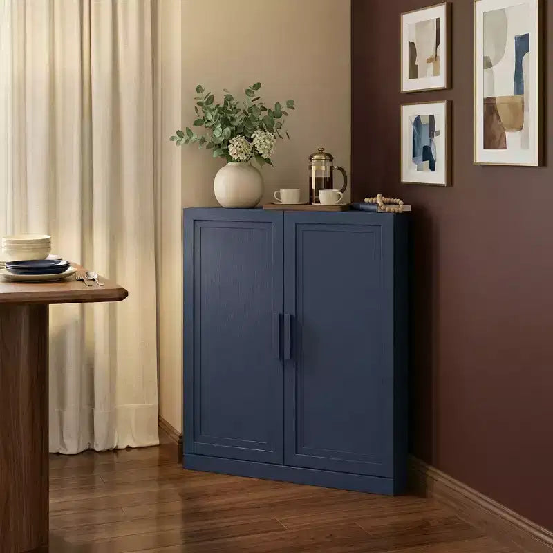 Dovelina hoekkast met verstelbare planken, dressoir, buffetkast, wijnkast en keuken- en eetkamerkast met houten deuren – 31H x 31W, 36H x 31W