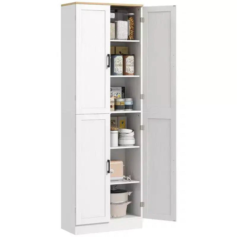 Garde-manger de cuisine autoportant HOMCOM 67 po, meuble de rangement à 4 portes avec étagères et portes réglables