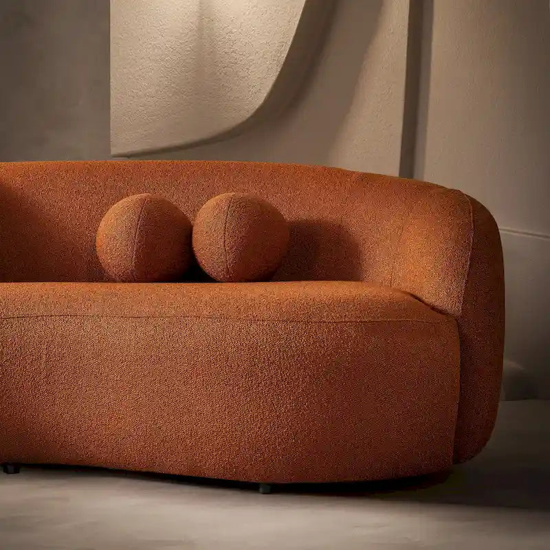 Blaine japandi stílusú, luxus, modern, buklé szövetből készült ívelt kanapé
