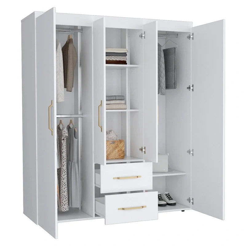 Bariloche Kleiderschrank mit Kleiderstangen, Regalen und 2 Schubladen