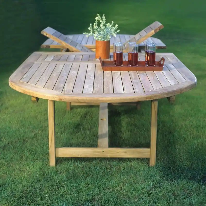 Ensemble de salle à manger de jardin extensible Amazonia Teak Sessa en teck, 13 pièces – 13 pièces