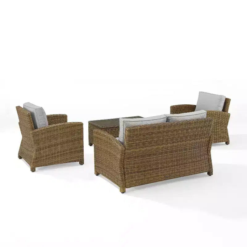 Bradenton 4-teiliges Outdoor-Sitzmöbel-Set aus Korbgeflecht – Crosley