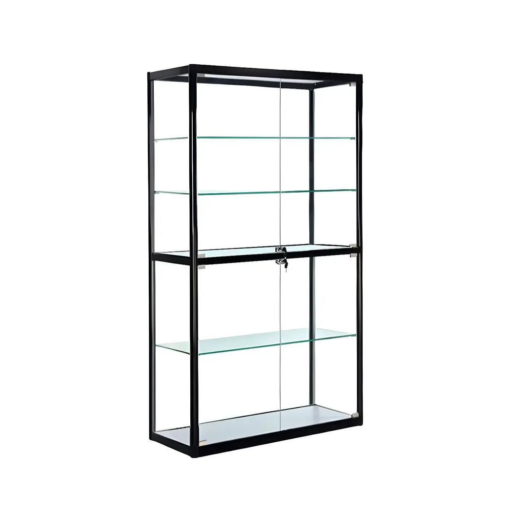 Moderine rechteckige Vitrine aus schwarzem Glas