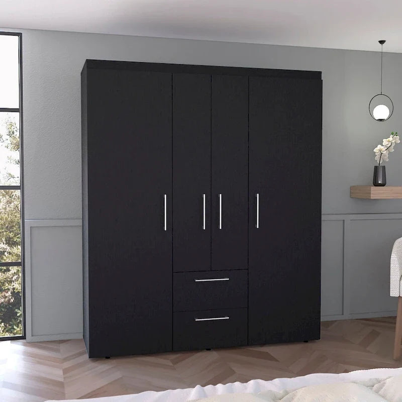 Bariloche Kleiderschrank mit Kleiderstangen, Regalen und 2 Schubladen