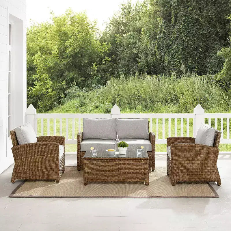 Bradenton 4-teiliges Outdoor-Sitzmöbel-Set aus Korbgeflecht – Crosley