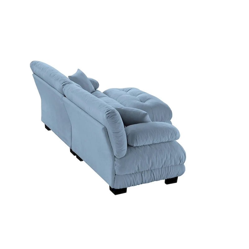 L-förmiges Zweisitzer-Sofa aus Chenille mit Lendenkissen