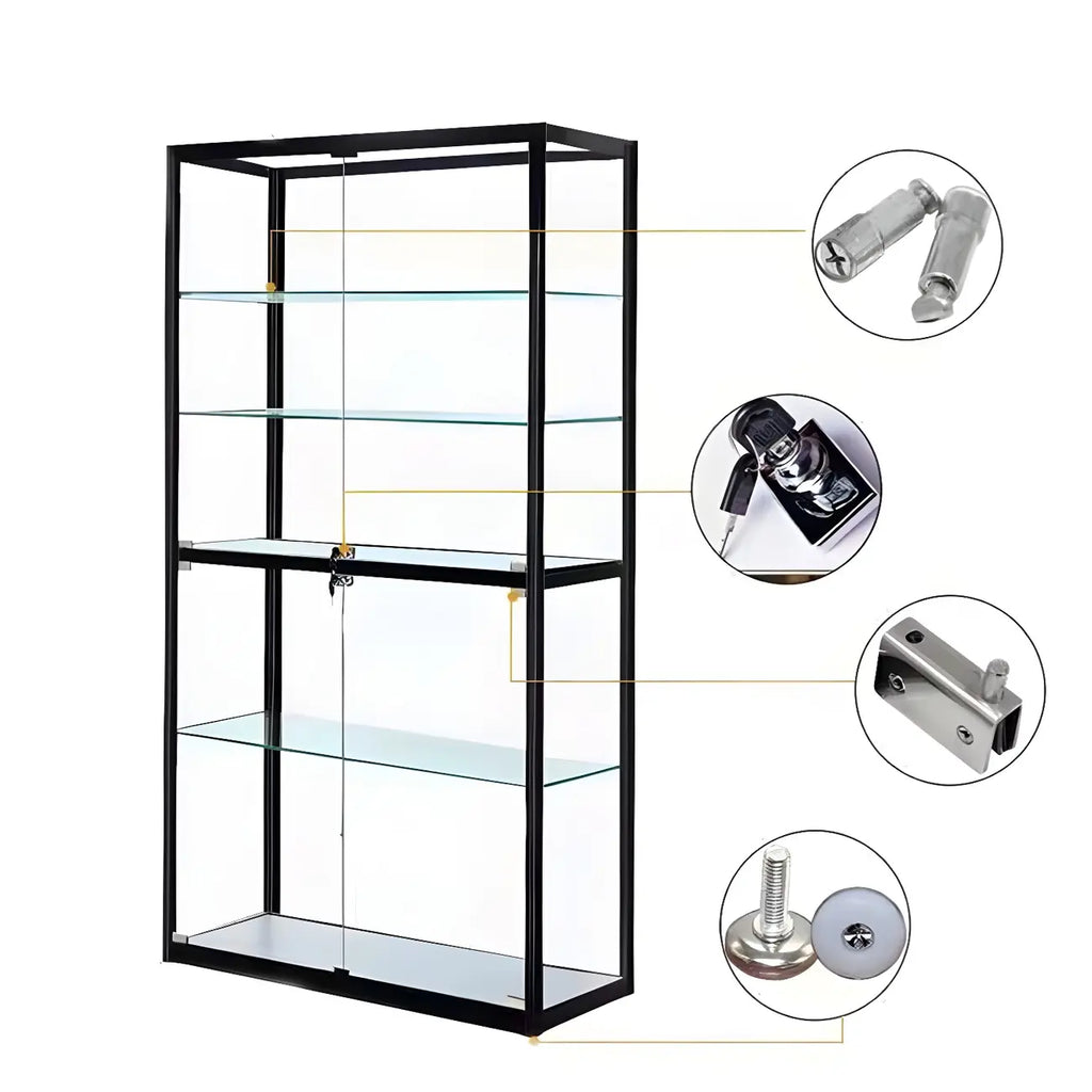 Moderine rechteckige Vitrine aus schwarzem Glas