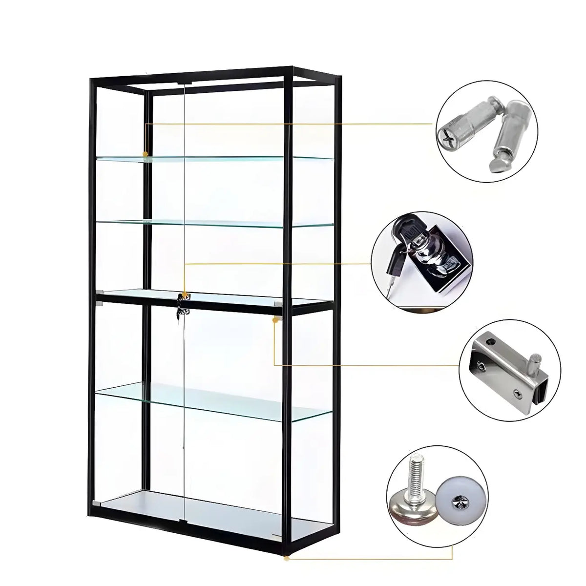Moderine rechteckige Vitrine aus schwarzem Glas