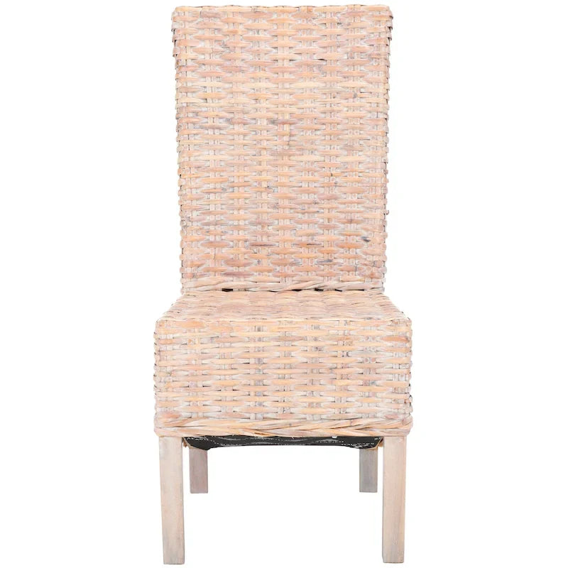 Set van 2 natuurlijke rieten eetkamerstoelen, 19B x 22D x 41H, boho-kuststijl