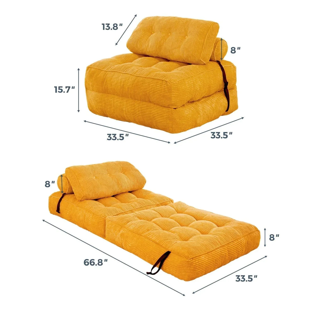 8 Corduroy vouwbare slaapbank, eenpersoons
